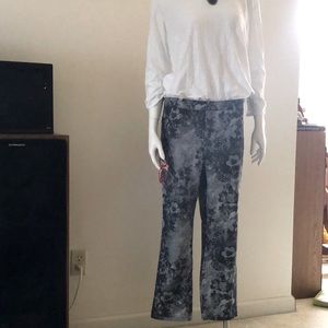 Bella Colori Women's Floral Blue Denim Pants